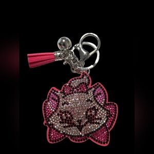 Marie Aristocats Pink Rhinestone Bag Charm Keychain